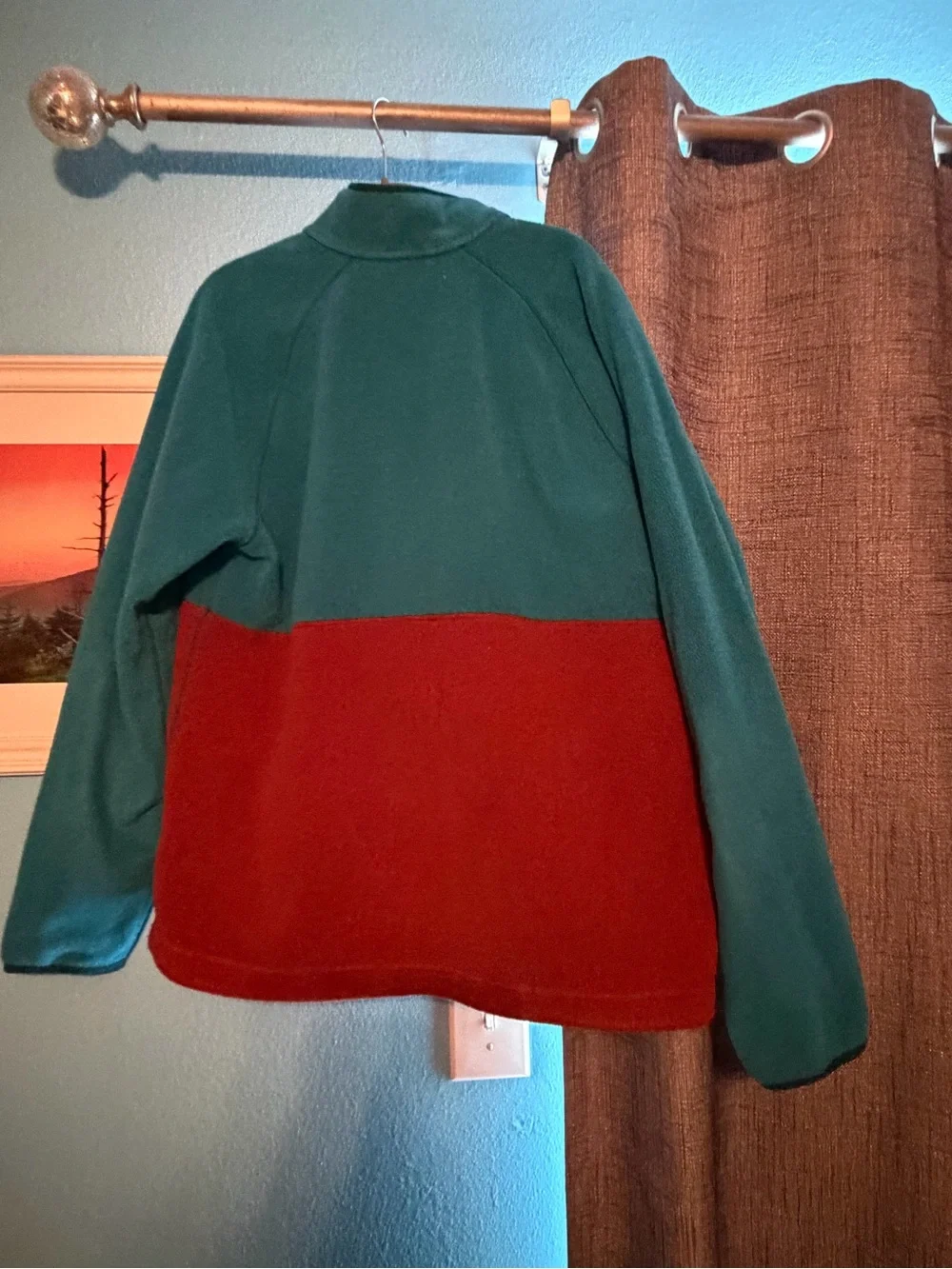 L.L. Bean Colorblock Quarter-Zip Fleece Pullover.